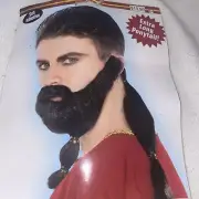Warrior Hair Set 2 PCs Halloween Theatre Beard & Long Ponytail Wig & Facial Hair