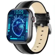 2.1 Inch Screen Smart Watch With Blood Sugar / Blood Oxygen Monitoring / Sos Alarm / 100+ Sports Modes Black 3 Bead Steel Black Leather Smart Watches