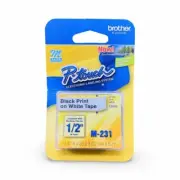 Brother P Touch M231 Thermal Black Print on White Tape 1/2"