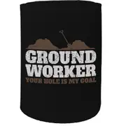 Alcohol Stubby Holder - Ground Worker - Funny Novelty Birthday Gift Joke Beer Can Bottle Coolie