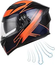 AMITH Motorcycle Hat for Men - Full Face Dual Visor Snowmobile Hat | Cycling Hat for Motorcycles, Scooters & Mopeds, Street Hat for Adults Men and Women