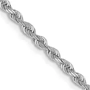 [JewelryWeb] 10k White Gold 2.25mm Sparkle Cut Quadruple Rope Chain Bracelet 18 Centimeters Link-Bracelet for Women and Men