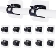 Self Adhesive Curtain Rod Holder Brackets, 12Pcs No Drill Curtain Rod Brackets No Drilling Curtain Rod Holders Self Adhesive Curtain Rod Hooks,Self Adhesive Curtain Rod Holder Brackets, Black
