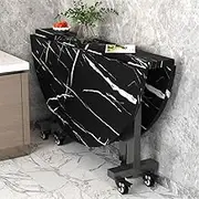 Round Mobile Folding Dining Table, Drop Leaf Kitchen Table, Extendable Butterfly Table with 6 Wheels