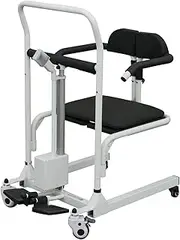 TISTIK Electric Patient Lift for Home Portable Bedside Commode Transfer Lifter w/180° Split Seat Medical Transport Mobile Shower Chair 120kg for Elderly Seniors