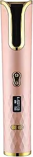YJYJ Auto Hair Curler Cordless Automatic Curling Iron with LED Display Adjustable Temperature & Timer Rechargeable & Portable Curling Wand for Travel,Pink