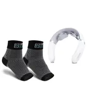 RelaxUltima Portable TENS Neck Massager & CompressUltima Compression Socks Bundle - Medium