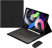 Keyboard Cover for Samsung Galaxy Tab S6 Lite 10.4" 2020 Model SM-P610 (WI-FI) SM-P615 (LTE) with Touchpad and Mouse, Cute Round Keys Color Detachable Wireless Bluetooth Keyboard,Black