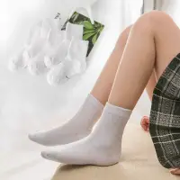 在飛比找momo購物網優惠-【橘魔法】（5雙一組） 白色襪子 超薄純白學生襪 透氣短襪 