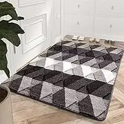Outdoor Front Door Mat, Non-Slip Absorbent Resist Dirt Entrance Doormat, Washable Low-Profile Inside Entry Mat for Entryway, 60X90cm, Grey