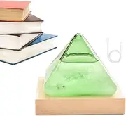 Storm Glass Weather Bottle - Pyramid Shaped Meteorological Forecaster | Pyramid Shape Weather Predictor Tool with USB Plug in and Wooden Base, Decorative Atmospheric Condition Predictor for Offices
