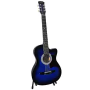 38in Pro Blue Burst Cutaway Karrera Acoustic Guitar With String Bag