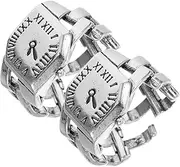 [Holibanna] 2 Pcs Watch Ring Digital Watch for Women Rings Vintage Watches for Women Two Finger Jewelry Gold Hoops Roman Numeral Ring Watch Girl Watches Woman Watch The Ring Silver Copper