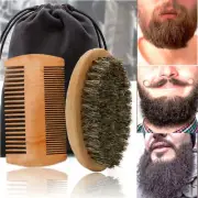 Mustache Care Wood Beard Comb Facial Shaving Boar Bristle Brush Beard Grooming
