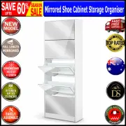 5 Door Drawers Chest Shoe Cabinet Cupboard Storage Organizer Rack Full Mirror