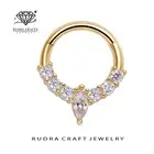 Sofia Pear Diamond Daith 14k Gold Hoop Septum clicker for her