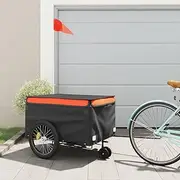 Bike Trailer Black and Orange 45 kg Iron,Bicycle Trailers 9.95KG-94110