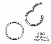 Thin! 20G Hinged Hoop Septum Clicker Nose Ring Segment Ear Triple Helix Seamless