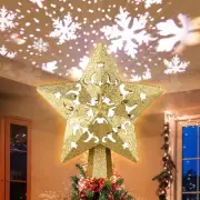 Christmas Tree Topper Projector, LED Star Tree Topper Lighted, Glitter Gold S...