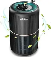 AIRTOK Air Purifiers, Air Purifier for Home Bedroom with Fragrance Sponges | 4 in 1 H13 True HEPA Air Filter 99.97% Remove Smoke Dust Pollen Pet Dander Odor Ozone, Free Night, Night Light, AP0601