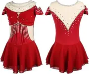 [Zagitova] Figure Skating Dress for Girls with Shiny Rhinestone Patchwork Women Breathable Ice Competition Dance Outfit