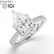 Pear Solitaire Labgrown Diamond Engagement Ring Platinum 5.50 Ct F VS1