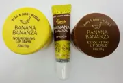 Bath & Body Works Banana Banaza Lip Gloss, Lip Scrub & Lip Mask Set of Three