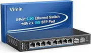 10-Port 2.5G Unmanaged Network Switch, Vimin 8X 2.5Gbase-T Ethernet Ports, 2X 10G SFP+Switch, 80Gbps Switching Capacity, Metal Housing, Suitable for 2.5Gbps NAS, Wireless AP & PC, Plug and Play