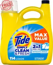 Tide Simply Liquid Laundry Detergent Refreshing Breeze, 114 loads (Packaging May