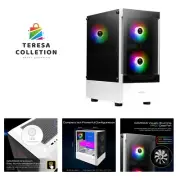 White RGB Gaming ATX Mid Tower Computer PC Case with Side Tempered Glass Pane...