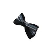 Boys Black With White & Blue Stripes Patterned Bow Tie