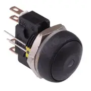 APEM Yellow LED Black Button Round 16mm Momentary Push Button Switch DPDT 5A