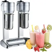 Electric Milkshake Maker, Stainless Steel Milkshake Machine, Speed Adjustable Double Head Drink Mixer, Drinks Equipment Smoothie Milk Foam Mixer for Cocktail/Banana/Strawberry