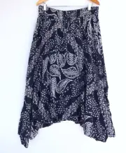 New Autograph Skirt 16 Womens Blue White Floral Paisley Midi Boho Hanki