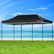 [ALFORDSON] 3 x 6m Gazebo Marquee High Adjustable Black Color, Pop-up Canopy Camping Shelter Shade with Steel Frame for Wedding Party, Pavilion with Pegs, Ropes & Carry Bag
