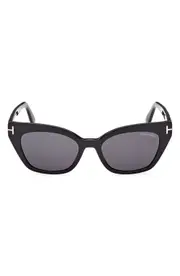 TOM FORD Juliette 52mm Cat Eye Sunglasses in Shiny Black /Smoke at Nordstrom One Size Shiny Black/Smoke