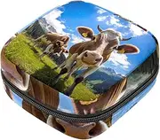 Period Bag,Sanitary Napkin Storage Bag,Blue Sky Mountain Cow,Tampon Holder for Purse