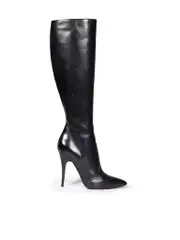 Versus Versace Black Leather Pointed Toe High Heel Boots
