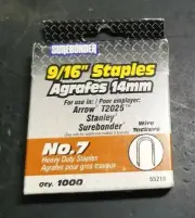 Staples #7 Heavy Duty Wire Tacker 9/16" Length - 1000 count (55216) Arrow T2025