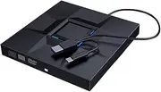 USB 3.0 Type-C Portable CD Drive DVD Drive Black DVD Drive for Laptop PC Desktop