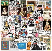 Funny History Meme Stickers for Water Bottle, 50pcs Funny Stickers for Adult Kids Teen Travel Case, Laptop, Guitar, Skateboard, Phone, Computer, Bike (Funny History)