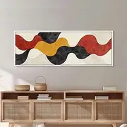 Neutral Abstract Geometric Shapes Pattern Print Panoramic Wall Art Extra Wide Minimalist Mcm Home Decor