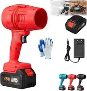 Osharebazaar Blower, Super Powerful Cordless Blower, Cordless Turbo Super Power Air Duster, with Battery and Charger, Adjustable Wind Blowing Dust, Debris, and Dry Leaves (Red)