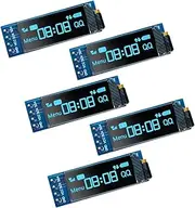 5 Pcs 0.91 Inch I2C IIC OLED Display Module OLED Screen DC 3.3V~5V Compatible with Arduino Raspberry PI (Blue Display Color)