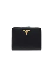 Prada Logo Plaque Small Wallet One size Black