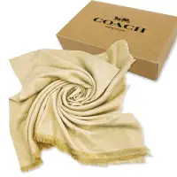 在飛比找Yahoo奇摩購物中心優惠-COACH 馬車LOGO棉混莫代爾絲巾方巾圍巾禮盒(淺卡奇)