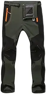 QIULAO Ladies Ski Trousers, Warm Fleece Hiking Pants, Soft Shell Trousers, Outdoor Winter Waterproof Snow Pants (Color : Green, Size : XL)