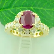 14k Solid Yellow gold Natural Diamond Ruby Eternity Ring 4.52 ct size 6