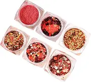 DRESSOOS 1 Set Heart Nail Glitter Sequins Heart Nail Decorations for Valentine Festival Makeup and Creative Face Glitter Designs