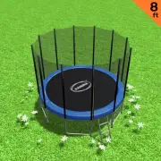 8Ft Outdoor Round Blue Trampoline for Kids and Children - Kahuna